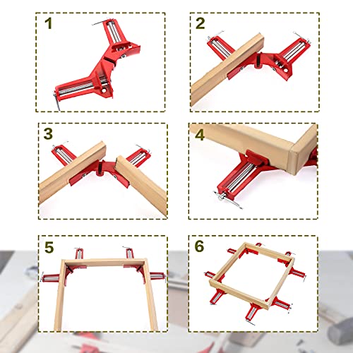 Fippy 4PCS Corner Clamps for Woodwork, 90 Degree Right Angle Clamps Adjustable Wood Vice Miter Clamp for Picture Photo Frame Glass Fish Tank DIY