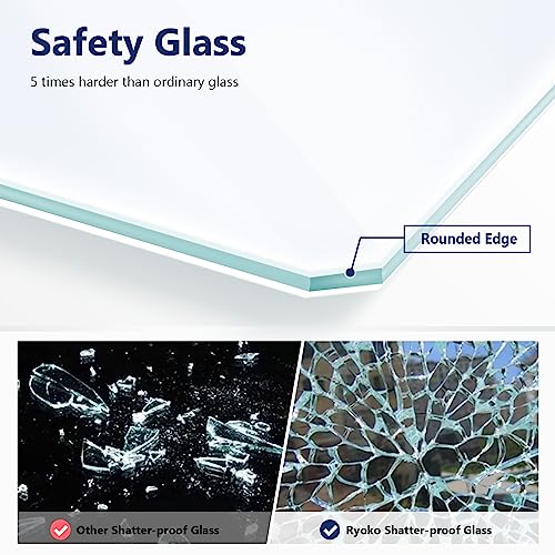 Ryoko Tempered Glass Shelf - 19.1" L X 14.8" W Load by 44.1 Lbs, Original Glass Shelf of Ryoko Glass Display Cabinet, Replaceable and Addable