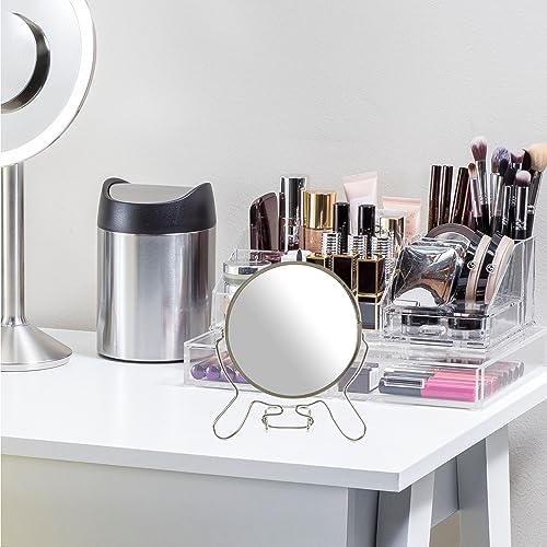 HLDI Magnifying Mirror 2 Way Cosmetic Mirror 360 Swivel Portable Mirror Table Desk Mirrors Bathroom Shaving Small Stand Make Up Mirror 1 Side 4 I