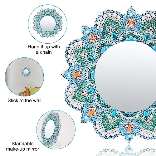 SAVITA Diamond Painting Mirror Kits, Mandala Style Diamond Art Makeup Mirror Diamond Painting Makeup Mirror Painting Mirror for Girls Women Arts