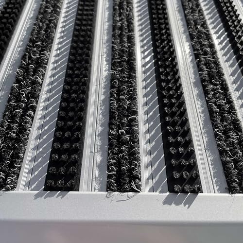 Nicoman Boot Scraper, Brush with Carpet Strip Doormat, Heavy Duty Barrier Dirt-Trapper Aluminium Metal Door Mat