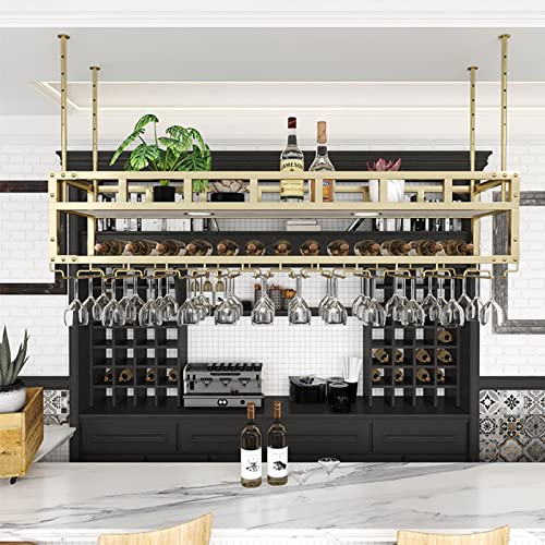SUCHETA Wine Rack Ceiling Wine Rack Suspension Wine Glass Holder Wine Bottle Holder Overhead Garage Storage Hanging Plant Shelf Wall Mount Shelf