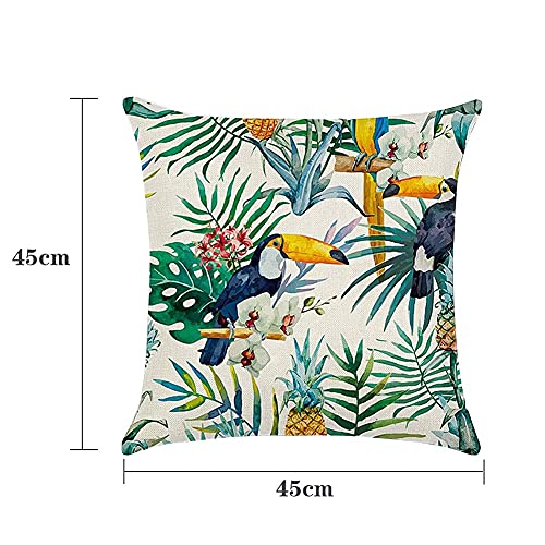 Set of 4 Cushion Covers, Tropical Plants Pattern Waterproof Throw Pillow Covers, Waterproof Cushion Covers, Outdoor Throw Pillow Case for Outdoor