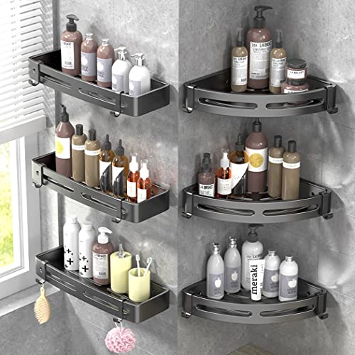 Hoshen Bathroom Storage Rack, Non-Perforated Toilet Wall, Triangle Wall, Bathroom, Space Aaluminum Toilet, Bathroom Storage, Long Black