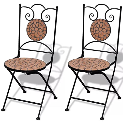 TJLSS Bistro furniture 3 pcs Ceramic tiles Terracotta decorative and functional garden furniture set