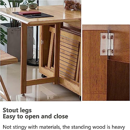 Extendable Dining Kitchen Table, Folding Dining Table, Multifunctional Folding Switch Lock, Round Edges Design, Large-capacity Practical Storage