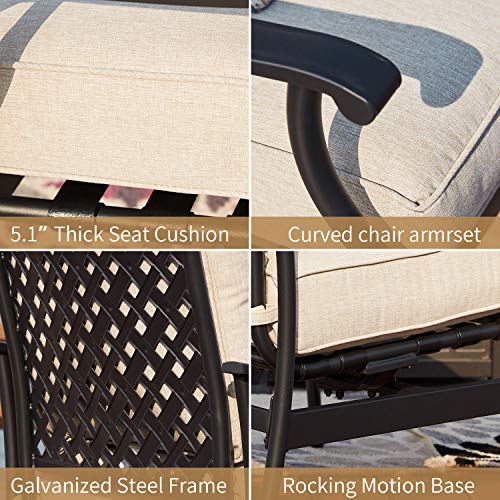Patio Festival ® Outdoor Chair Bistro Cushioned Rocking Sofa Chairs Patio Furniture Sets Modern Conversation Set with 5.1 Inch Thick Seat Cushion