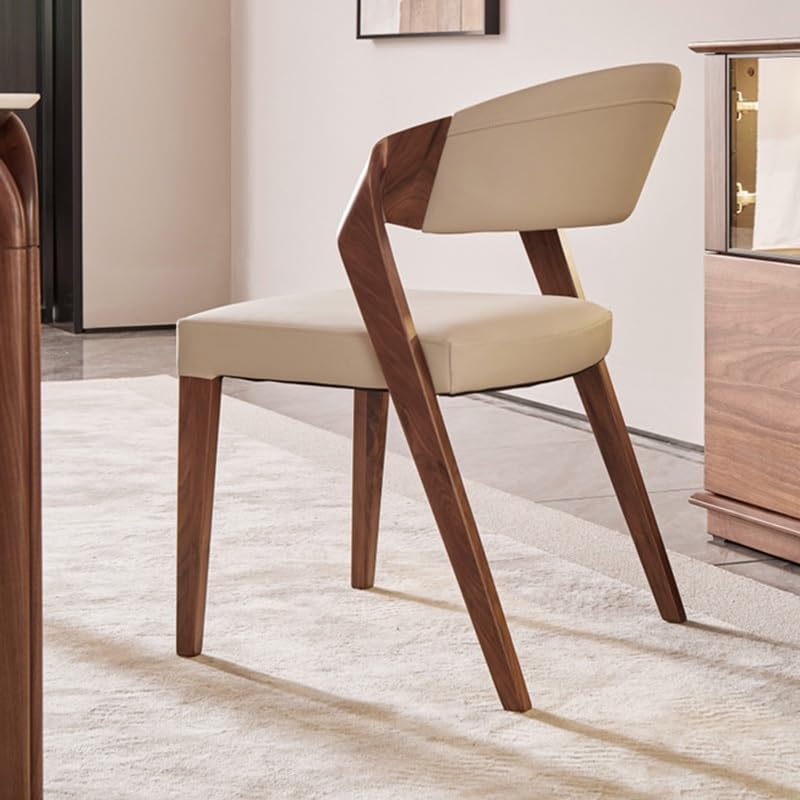 maozi Lounge Wood Leg Dining Chairs Cushions Desk Leather Chair Backrest Decoration
