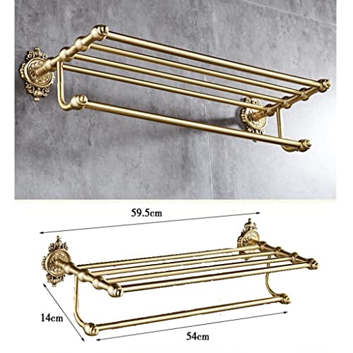 HIGOH Towel Racks,Bathroom Towel Rack Wall Mounted Towel Holder,European-Style Pure Copper Bathroom,Bathroom Towel Rack,Copper Natural Carved Tow