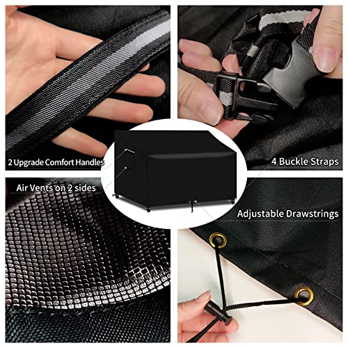 PATIO PLUS 2 Seater Garden Bench Cover Waterproof with Air Vent 134x66x63/89cm for Outdoor Garden Bench Tear Resistant 600D Oxford (Black)