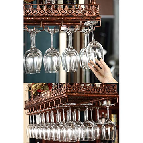 PIBM Bar Fashion Creative Wine Glass Rack Suspension Wine Rack Ceiling Wine Bottle Rack European Style Goblet Holder Ktv J1022, Black , L120×W35c