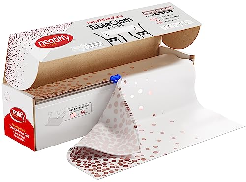 Neatiffy Disposable Plastic Table Cloth Roll, Party/Banquet Table Cover, Tablecloths for Rectangle/Round/Square Tables, Equals to 12 Picnic Pack