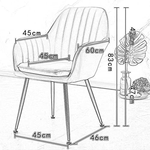 Modern Kitchen Dining Room Chairs Home Kitchen Dining Chair Set Of 2 Living Room Armchair with Metal Legs Velvet Seat and Backrests (Color : Grey