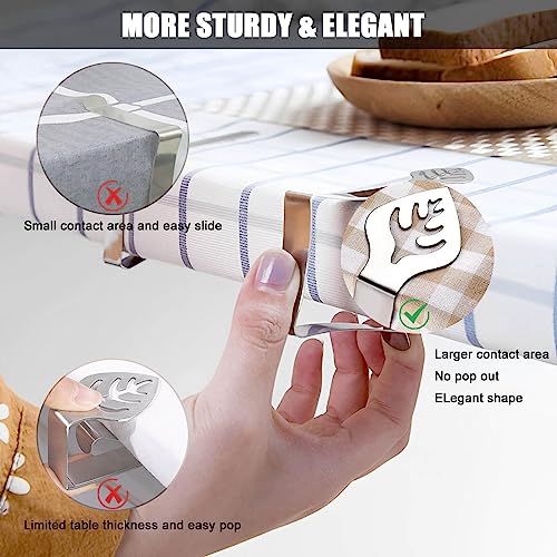 Table Cloth Clips for Outside Inside Table 10 Pack, Leaf Shape Picnic Tablecloth Holder Clip Large Stainless Steel Decorative Cover Clamp for Hea