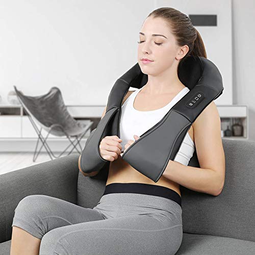 HUANGXING - Neck and Shoulder Massager, Shiatsu Roller Back Shoulder Neck Muscle Massager Body 16 Massage Ball Shawl Spine Belt 4D Infrared Knead
