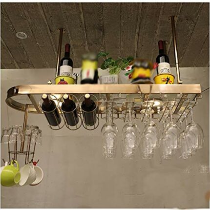 Ceiling Wine Rack Multi-Function Wine Rack Glass Wine Glass Holder Vintage Wrought Iron Wine Rack - Restaurant Kitchen Bar Decoration Adjustable