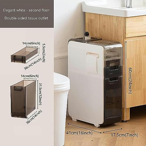 OPSREY Bathroom Floor Storage Cabinet With Transparent Drawers narrow Slender And Tall Movable Towel Storage Rack Side Independent Rolling Device