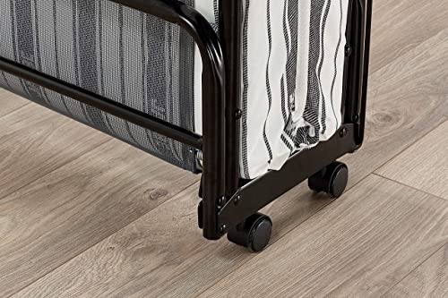 JAY-BE Supreme Bed with Rebound e-Fibre Mattress and Automatic Folding Legs, Steel, Black, Compact