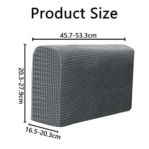 Kaket 2 PCS Sofa Armrest Covers, Chair Arm Protectors Stretch, Sofa Armchair Couch for Sofa, Armchair, Couches, Recliner (Light Grey)