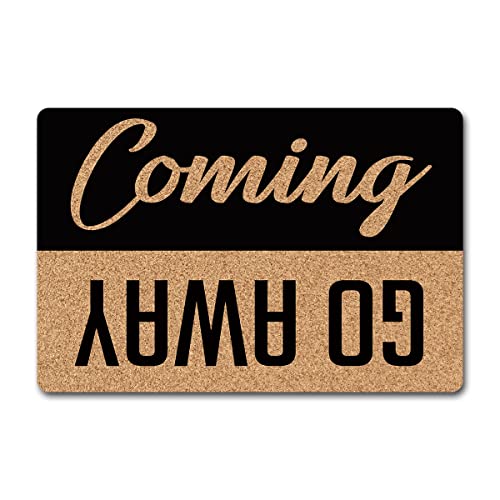 MjiejieM Funny Doormats Coming Go Away Indoor Floor Welcome Mat for Entrance Way Rubber Back for Front Door Indoor Outdoor Cute Rugs 23.6"(L) x 1