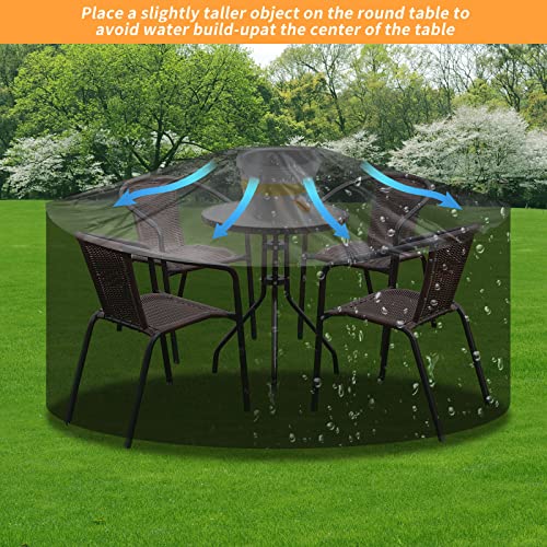 RICHIE Round Garden Furniture Covers Waterproof, Large Round Garden Table Cover 250x90cm, Heavy Duty 420D Outdoor Round Table Cover Windproof, An