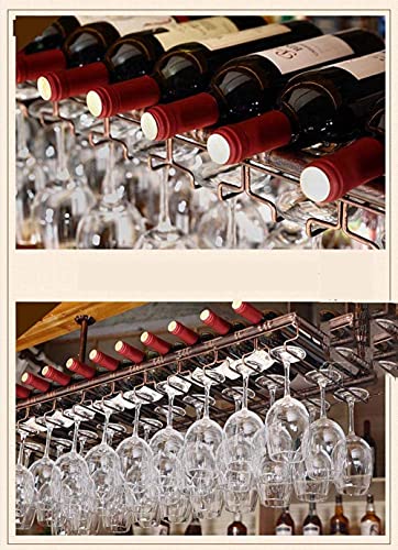 SUCHETA Hanging Wine Rack with Glass Holder and Shelf, Wine Rack Ceiling Wine Racks, Wine Rack Decoration, Hanging Glass Holder, Upside Down Gobl