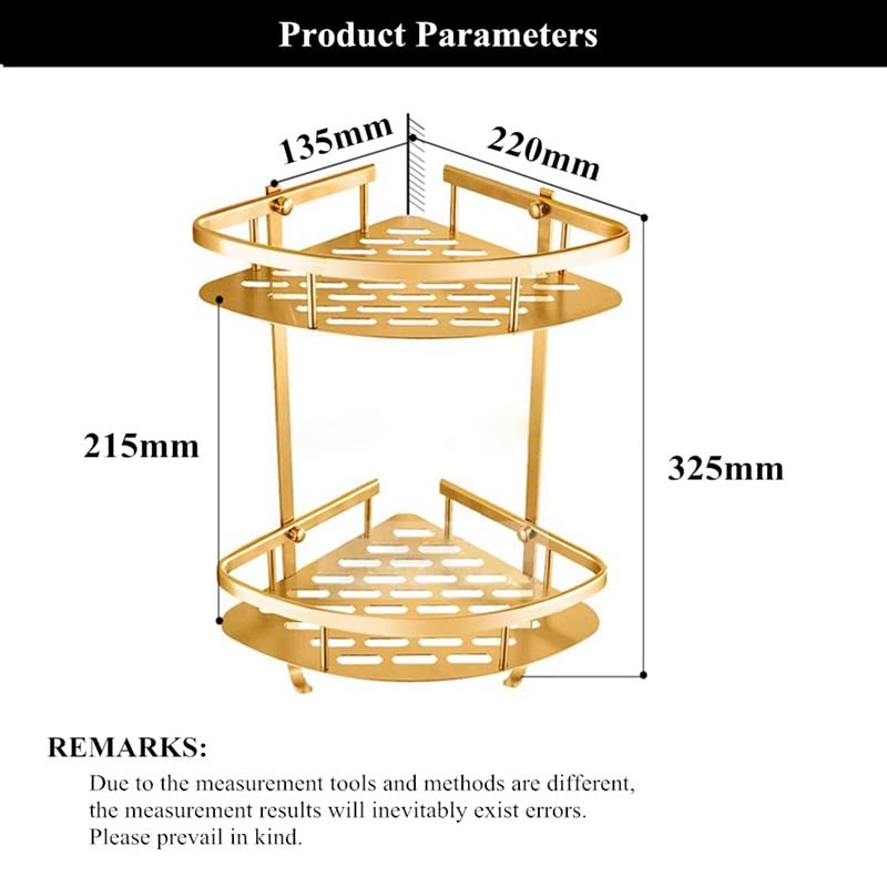 JJZXD Bathroom Gold Shelf Shower Wall Mounted Corner Basket Shampoo Storage Wall Bathroom Shelf
