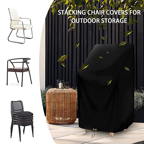 RICHIE Garden Stacking Chair Covers Waterproof, Garden Chair Covers for Stackable Chairs, Windproof, Anti-UV Heavy Duty 420D Oxford Fabric Reclin