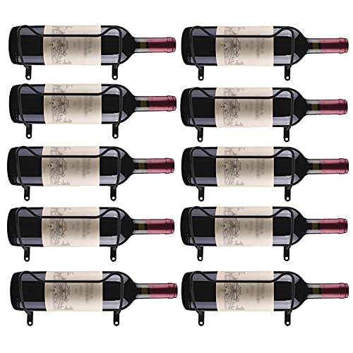 Homtone Wall Mounted Wine Racks 10 Pack Iron Wine Bottle Display Holder Rack Hanging Wine Organizer Rack with Screws for Beverages/Liquor Bottles