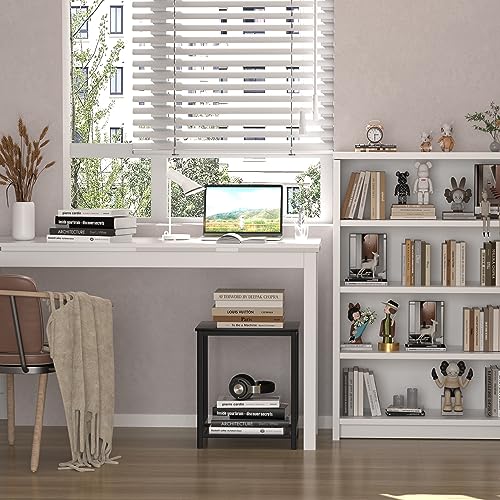 POXAKA End Table Set of 2, Bamboo Side Table, Black Night Stand Bedside Table, Modern Nightstand for Bedroom, Living Room, Study, Office (MC-540)