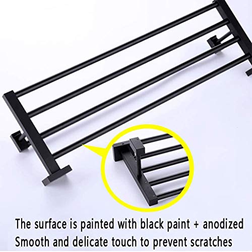 N/A Space Aluminum Towel Rack, Wall-Mounted Towel Holder Organizer Towel Shelf Storage Rail for Bathroom Kitchen