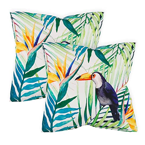 Gardenwize - Pack of 2 Outdoor Scatter Cushions, Garden Furniture Cushions - Covers & Pillows (Gold Palm)