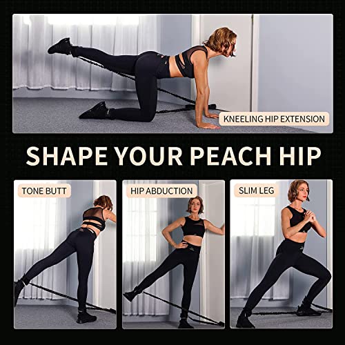 INNSTAR Booty Resistance Band Glute Cord Cable Machine for Hip Home Workout Cable Kickbacks with Instructions & Carry Bag