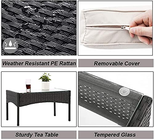 Outdoor Patio Furniture Sets 4 Pieces Patio Set Rattan Chair Wicker Sofa Conversation Set Patio Chair for Backyard Lawn Porch Poolside Balcony Ga