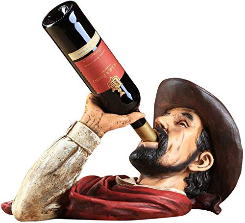 Stylish Simplicity Wine Racks Free Standing Resin Wine Bottle Holder,Home Retro Decoration Ornaments,Cowboy Statue Decoration,Suitable for Living