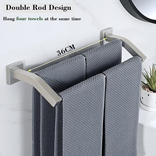 Mooche Towel Rail Wall Mounted Towel Holder SUS304 Stainless Steel Towel Bar 42CM for Bathroom Kitchen, Brushed Finished, MCGK9009-40-LS