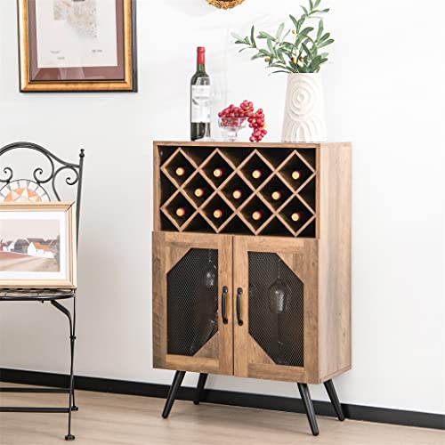 DSHGDJF Double Door Kitchen Storage Buffet Sideboard With Wine Rack And Glass Shelf Dining Cabinet
