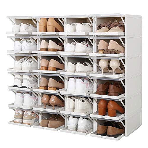 SDFGH Shoes Rack Plastic Foldable Stackable Shoes Boxes Shoebox Shoe Organizer for High Heels Sports Shoes Storage Drawers