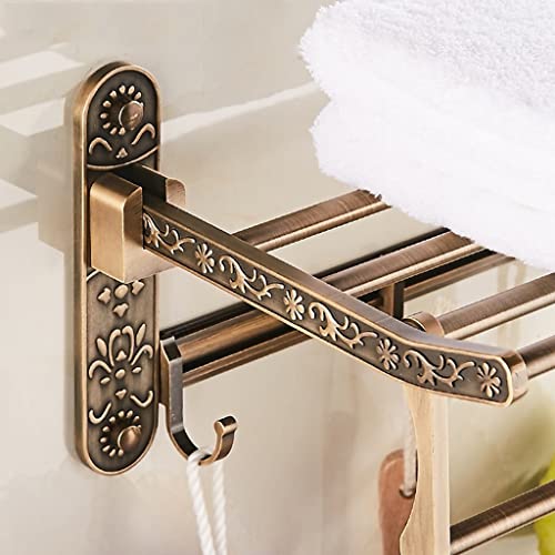 HIGOH Towel Racks,Bathroom Towel Rack Wall Mounted Towel Holder,European-Style Towel Rack,Antique Towel Holder,Bathroom Space Aluminum Rack,Retro