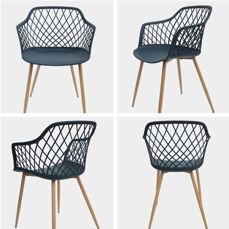 LUKEO Plastic Dining Chairs Hollow-Out Armchair Plastic Stool Creative Idea Furniture Multi-Scene (Color : Argento, Size : Light Grey)