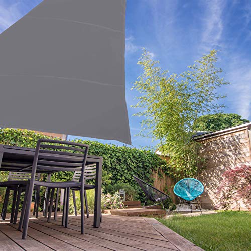 Relaxdays Shade Sail, Triangle, Water-Repellent, UV-Protection with Tethers, Balcony Canopy, 6x6x6m, Grey