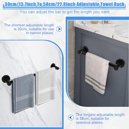 KITERI Adjustable Towel Rail 11.8 to 22.6 Inch Stainless Steel Towel Shelves Wall Mounted Towel Holder Towel Bar with Screws and Wrench for Kitch