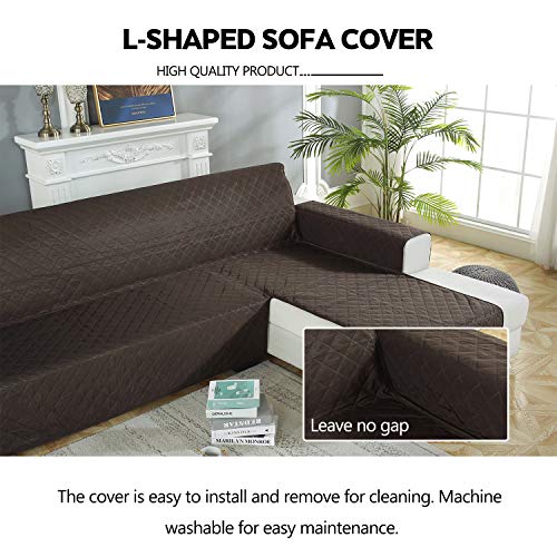 PETCUTE Sofa cover L shape quilted corner sofa cover sectional sofa protector with Chaise right hand Waterproof sofa covers 240x270cm