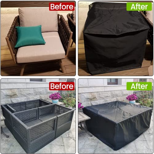 BQSHX Garden Furniture Covers, Outdoor Cube Furniture Covers Waterproof, 210D Oxford Fabric Windproof Patio Outdoor Furniture Covers for Rattan C