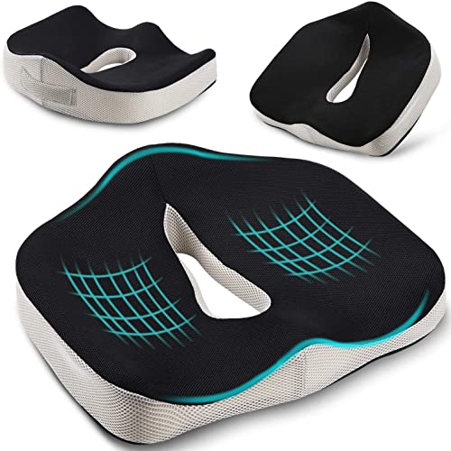 POOTACK Seat Cushion for Coccyx, Memory Foam Seat Cushion Ergonomic, Reduce Sciatica Hemorrhoid Tailbone Back Pain Chair Cushions, Support Seat P
