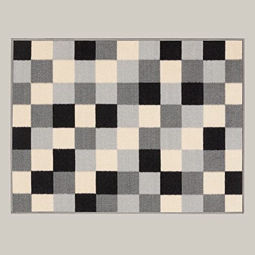 Ottomanson Rubber Back Doormat Collection, Floral Tile Design, "Welcome" Text, 51 cm x 76 cm, Multicolor