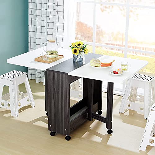 DISHENGZHEN Movable Folding Dining Table, Drop-Leaf Kitchen Island on Wheels Utility Storage Cart for Kitchen, Simple Modern Multifunctional Exte