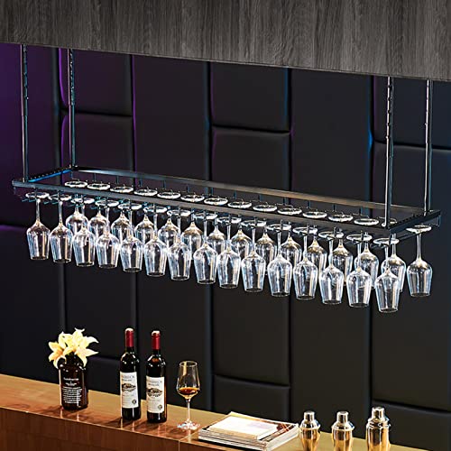 SUCHETA Hanging Wine Rack Wine Glass Holder, Ceiling Decoration Stemware Holder, for Bars, Restaurants, Kitchens Wine Bottle Rack/Shelf, Adjustab
