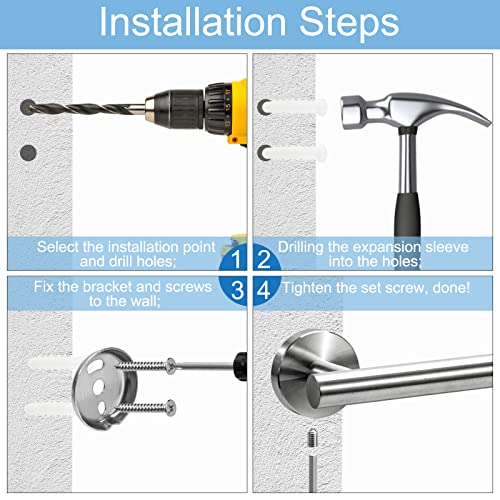 Towel Rail Wall Mounted 304 Stainless Steel Brushed Finish Towel Holder Single Towel Bar Small Towel Rack for Bathroom and Kitchen 30cm (Brushed