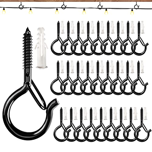 OSELEE Q-Hanger Screw Hooks Outdoor, Wall Mount Ceiling Hook, Safety Buckle Design, Used for Hanging Basket Planters, Wind Chimes, Key, String Li